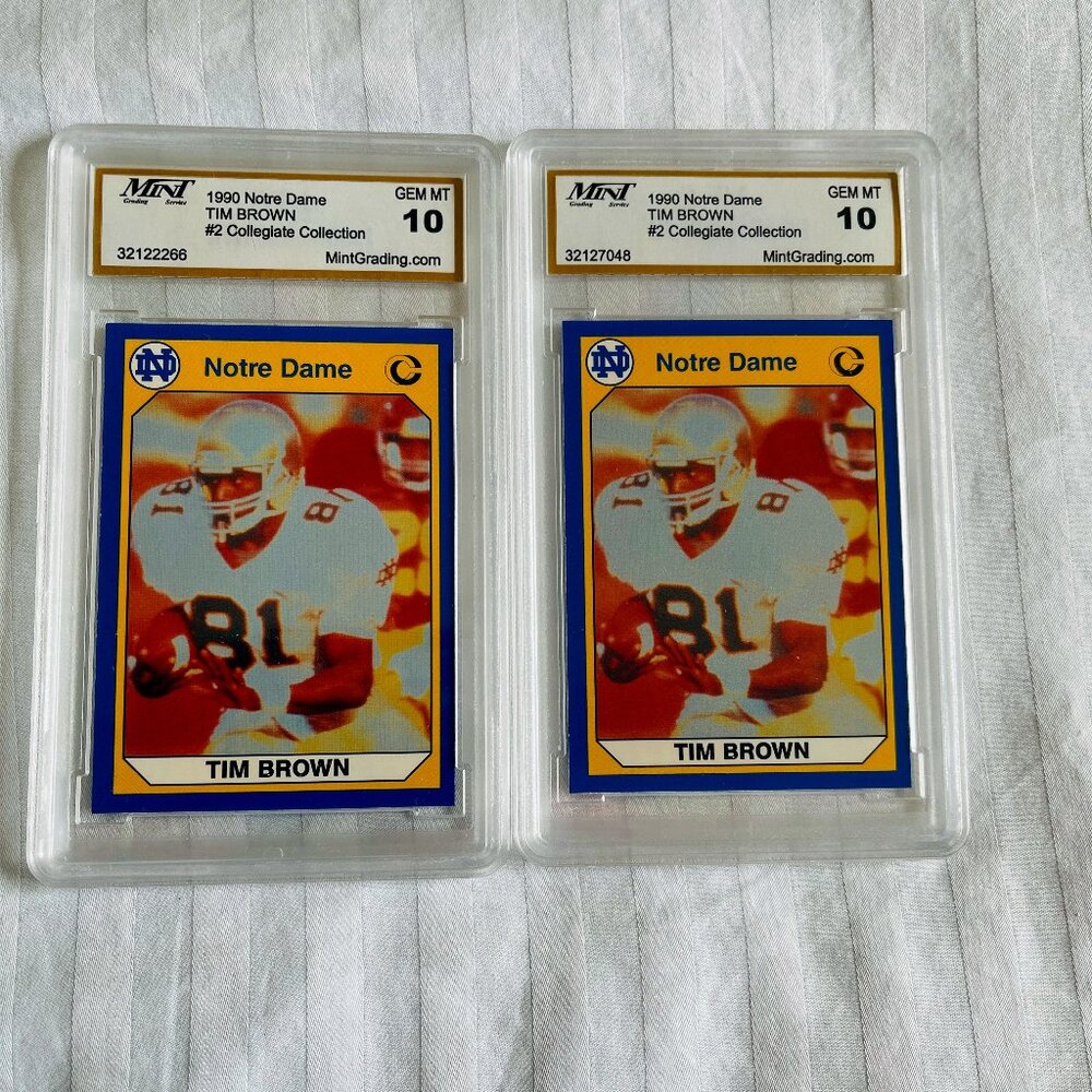 (LOT 2) 1990 NOTRE DAME **TIM BROWN** #2 COLLEGIATE COLLECTION. DISCOUNTED !!